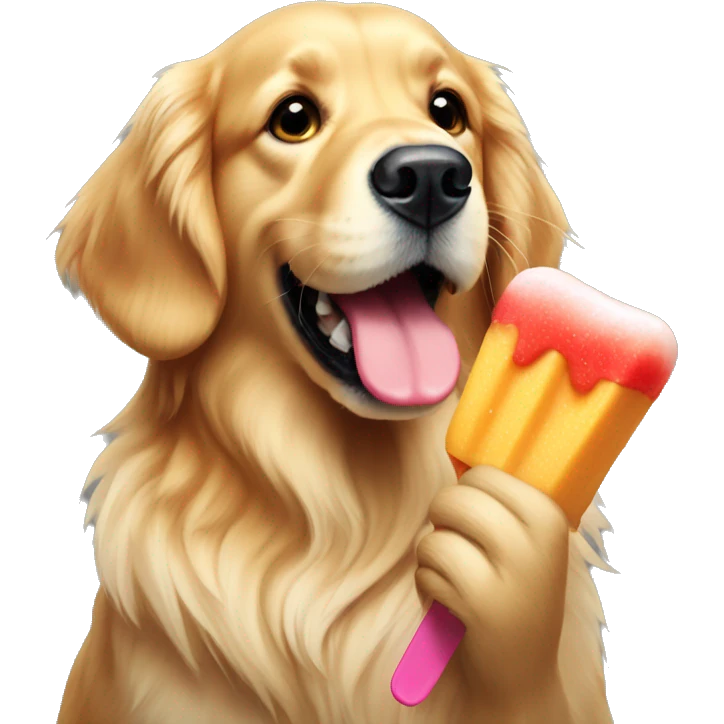 Golden retriever eating a popsicle  emoji