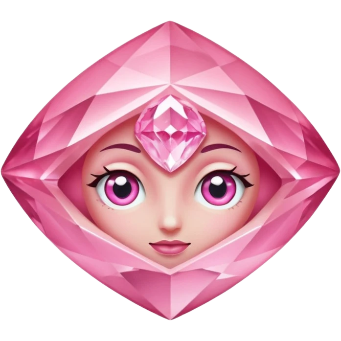 pink diamond with eyes, no nose, shiny and beautiful emoji