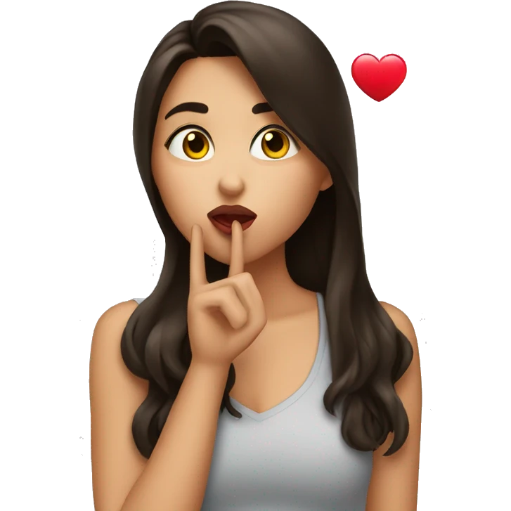 Brunette blowing kisses with a heart emoji