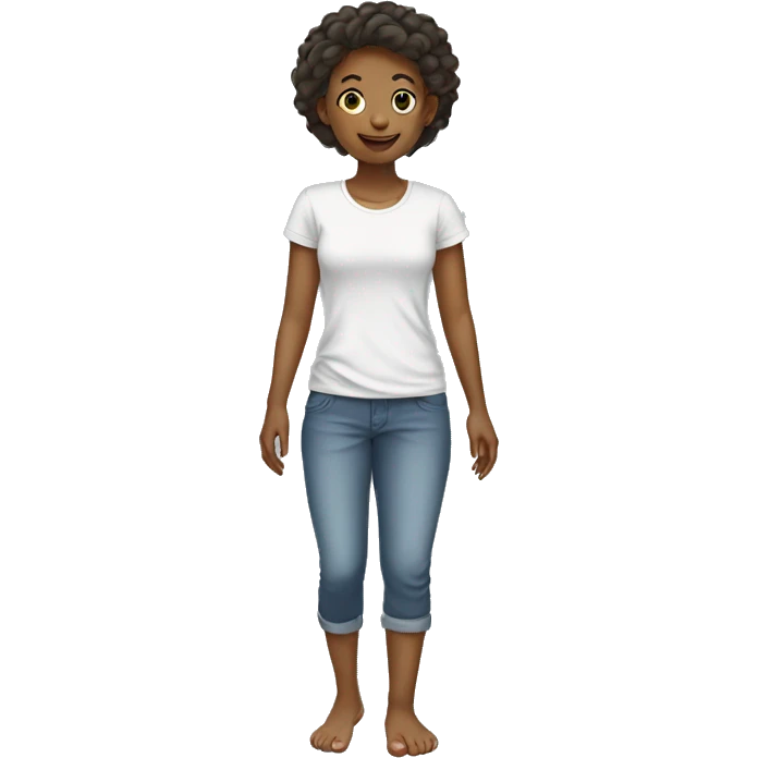 Girl with t shirt and barefoot  emoji