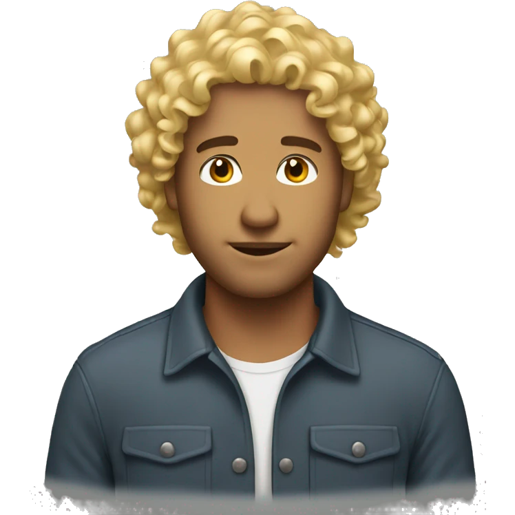 man curly hair blond emoji
