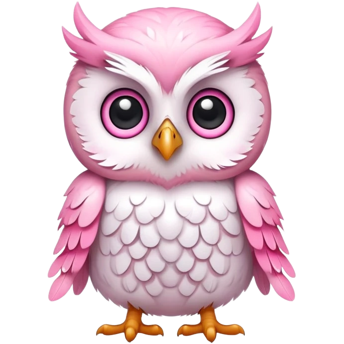 cute baby owl white pink emoji
