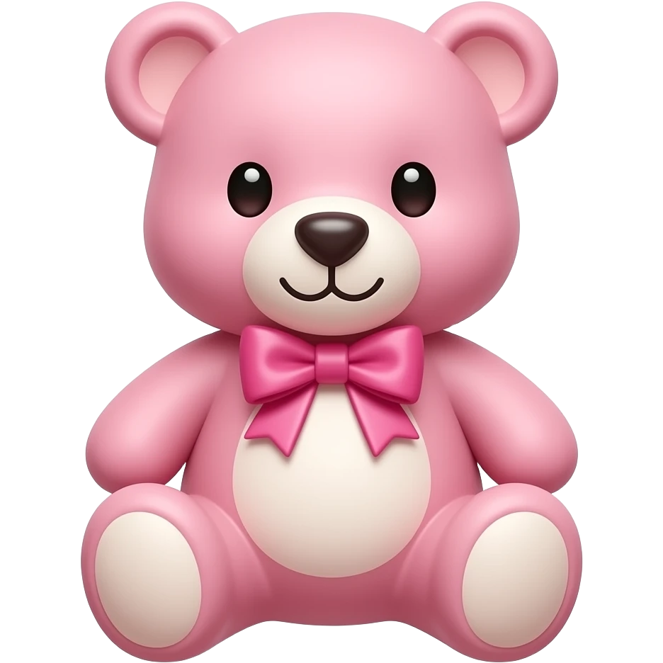 Cute adorable little pink teddy bear with a pink bow emoji