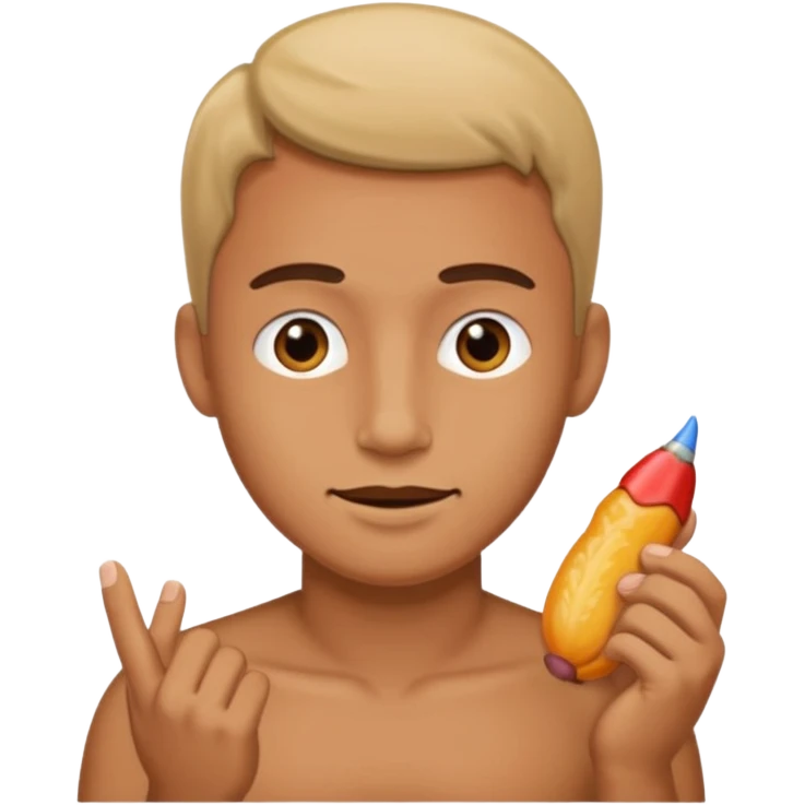 A guy stroking his shit emoji