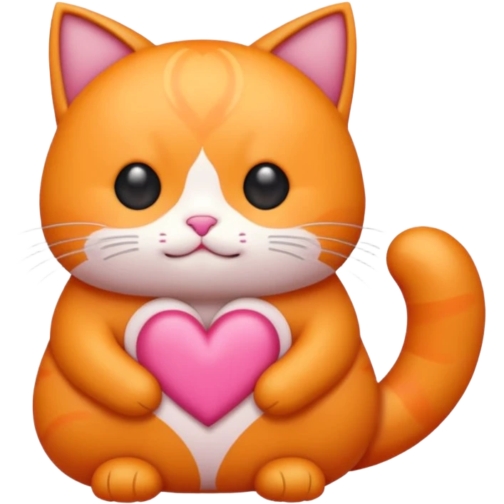 Gato naranja corazón rosa cuerpo entero kawaii emoji