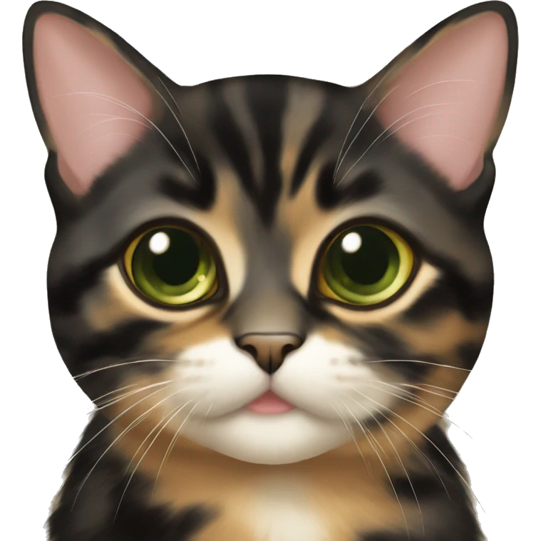 Tortie coat mostly black and brown green eyes kitten   emoji