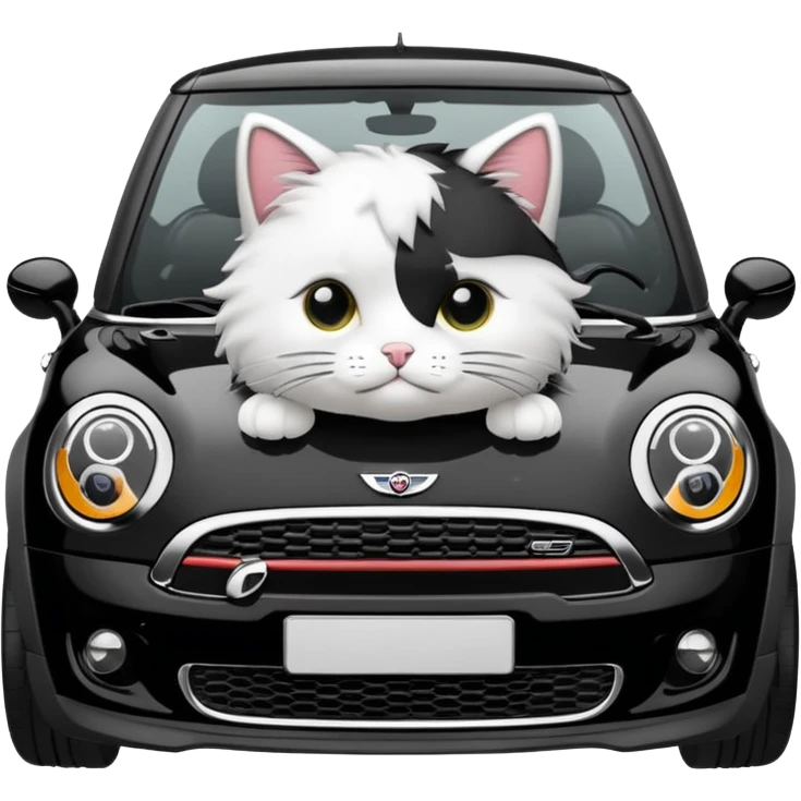 mini cooper R56 papper white JCW with a cat inside emoji