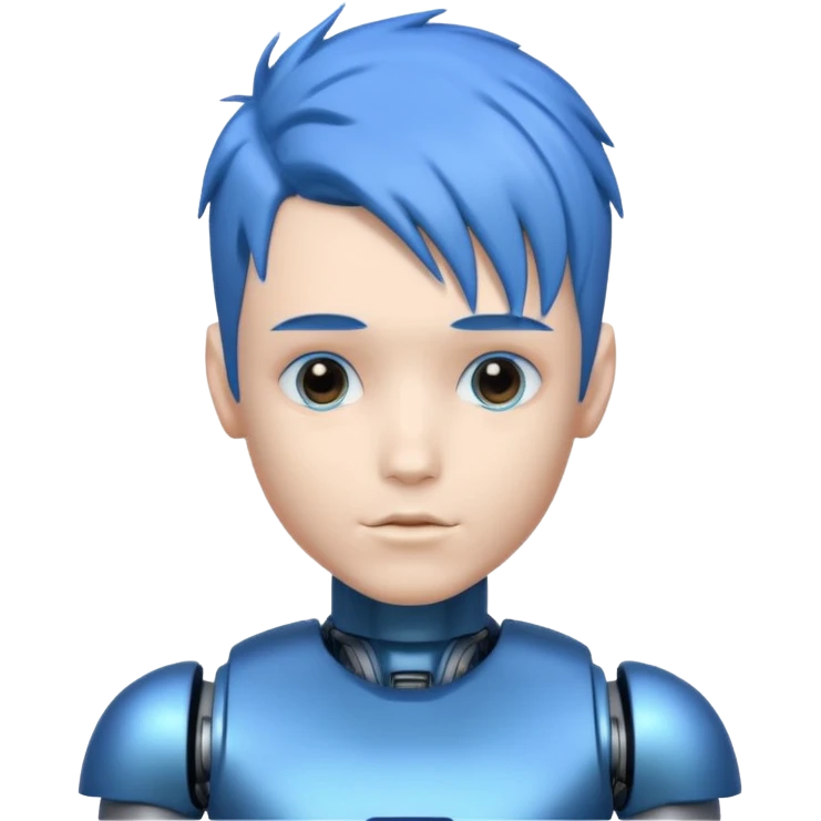A robot boy with blue hair emoji