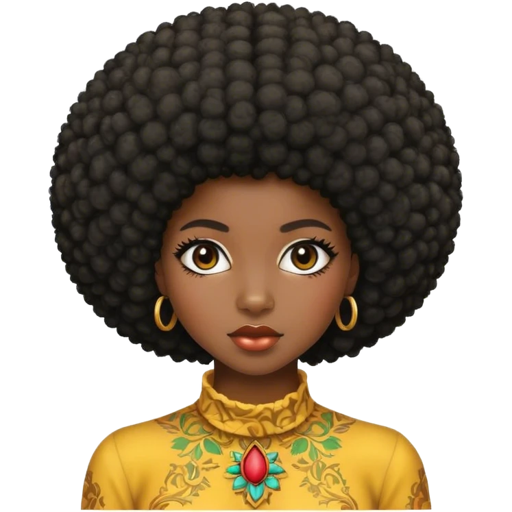 Une fille noir avec un afro emoji