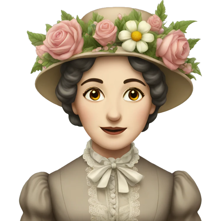 victorian lady  with flowers emoji