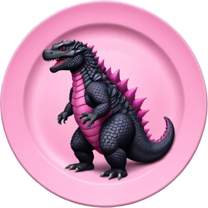 Godzilla Evolved pink plates black scales city backround emoji