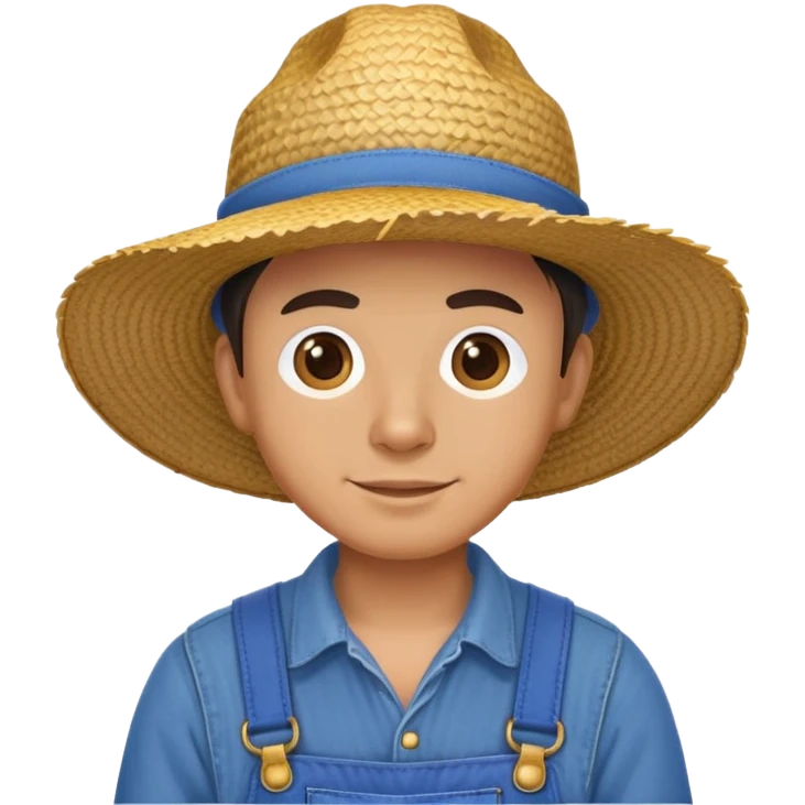 country farmer with straw hat and overalls emoji