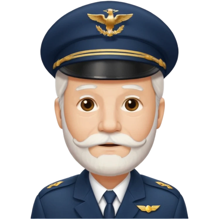 Old, white beard, wearing pilot uniform include hat emoji