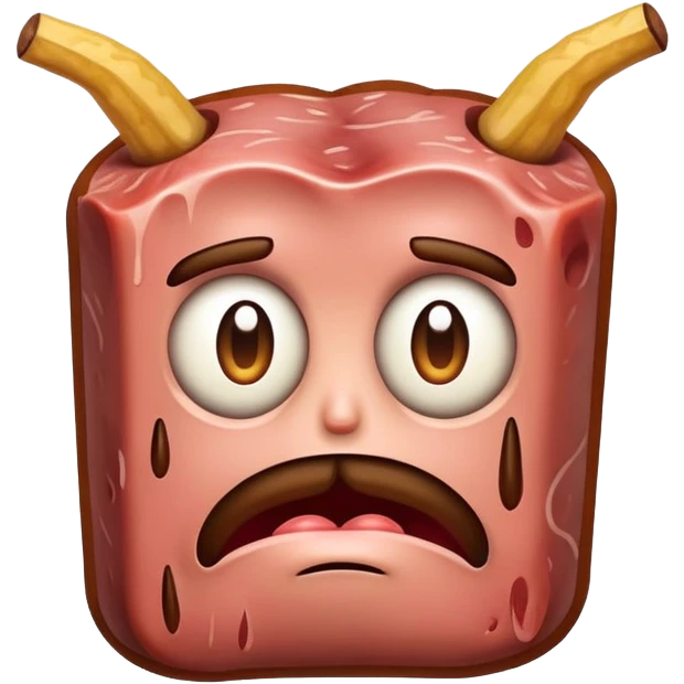 Slim Jim meat with a frown  emoji