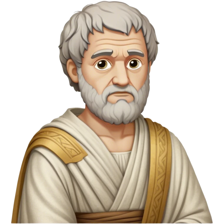 Cinematic Realistic portrait of Aristotle the philosopher, depicted as a wise, contemplative figure in detailed ancient Greek attire, with a textured draped robe and thoughtful expression, bathed in soft classical lighting that highlights his timeless intellect. emoji
