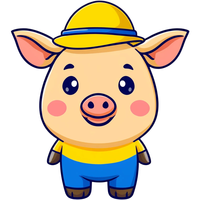 President Zelensky's head on a pig body wearing a yellow and blue hat emoji