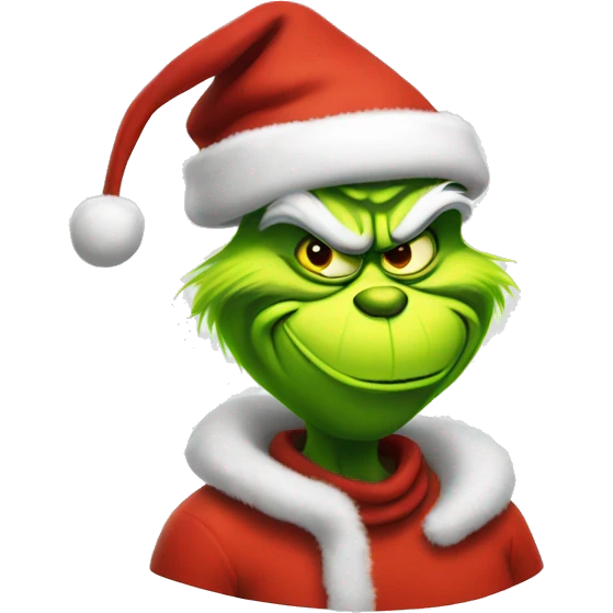 Grinch wearing Santa hat emoji