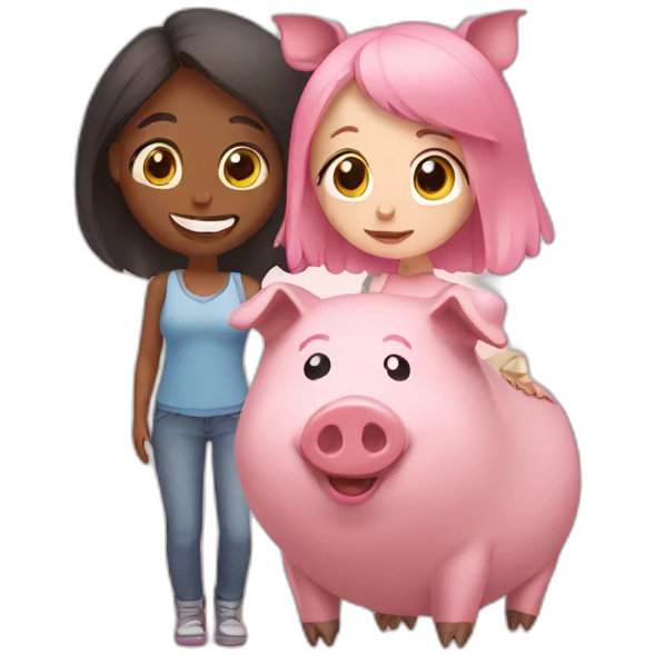 Sister and pig emoji
