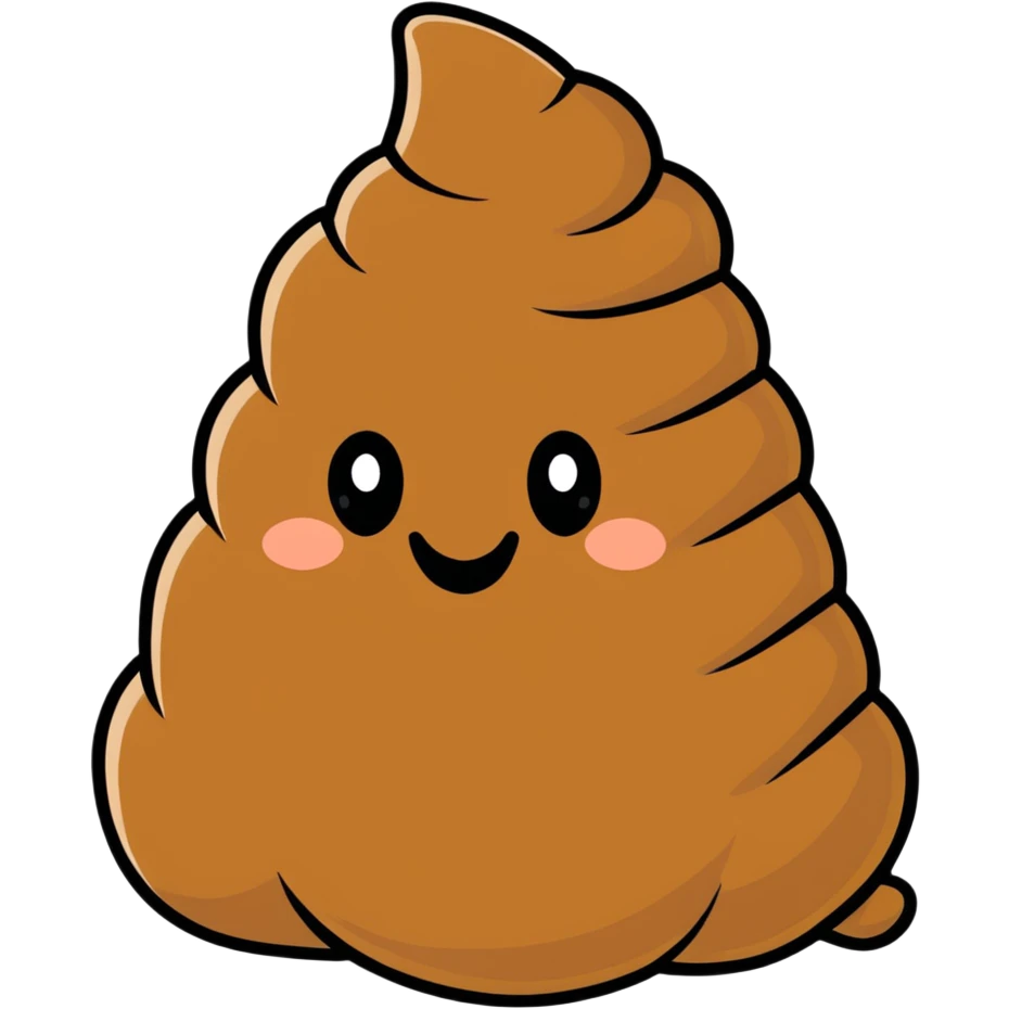 happy poop cartoon sticker, smiling emoji