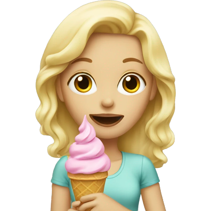 a blonde girl eating an ice cream  emoji
