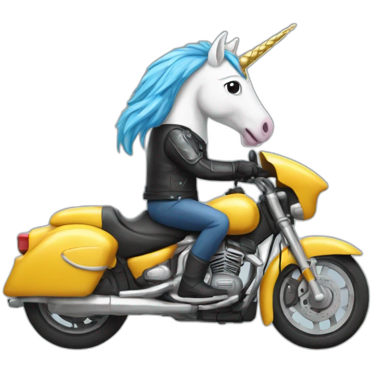 une licorne sur une moto emoji