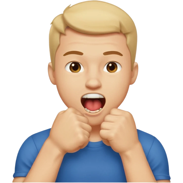 Guy biting his fist in his mouth. Like something is really good  emoji