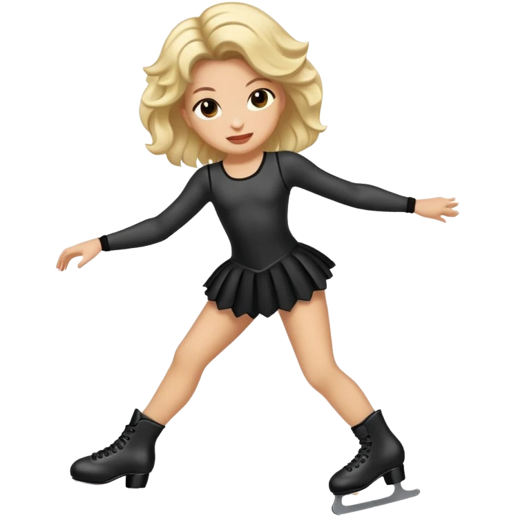 una patinadora con pelo negro largo y ondulado en las puntas con un mallot muy bonito patinando emoji
