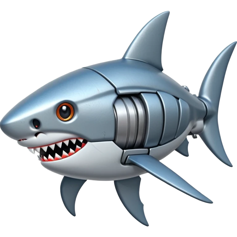 robot shark head with iron skin parts emoji
