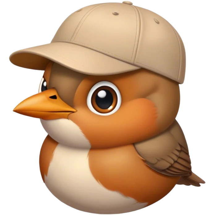 a robin with a baseball cap and exepat emoji