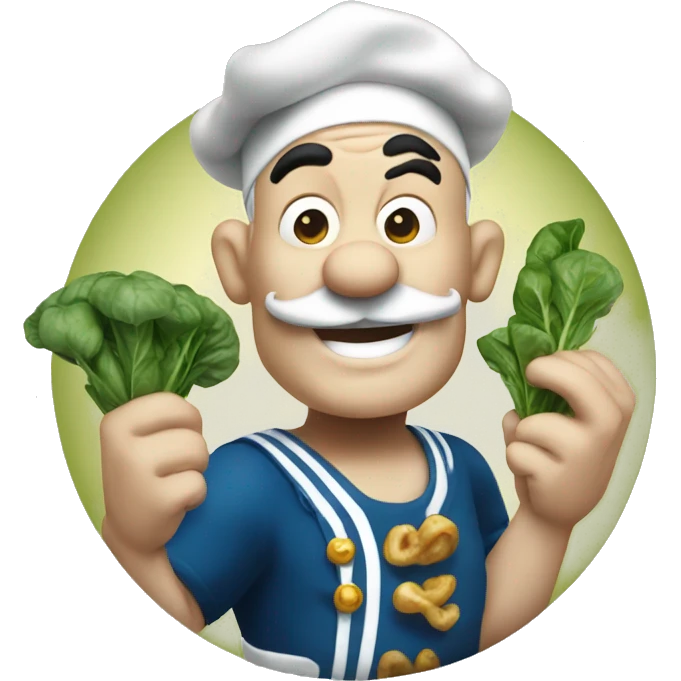Popeye the sailor man eating a spinach pizza emoji