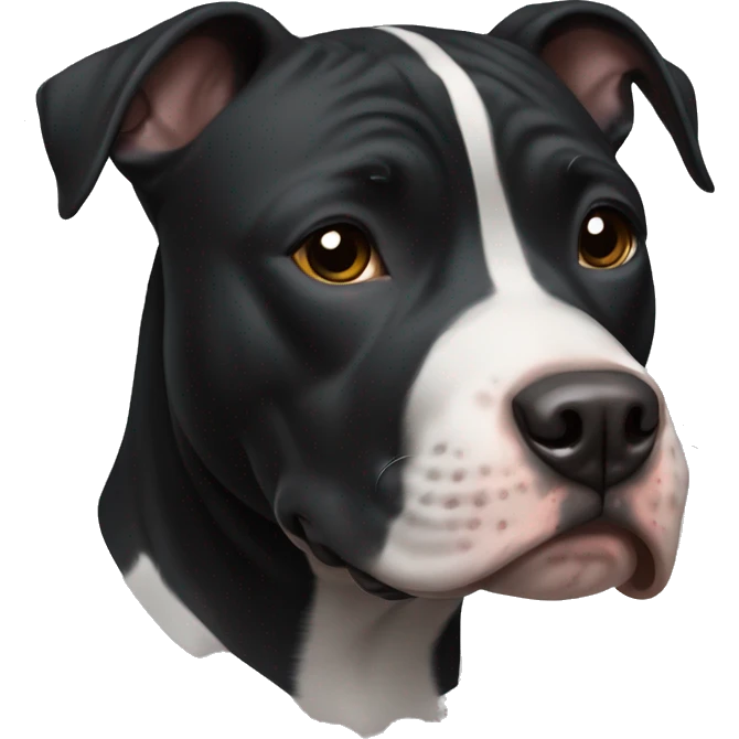Pitbull black dog with white stripe on face emoji