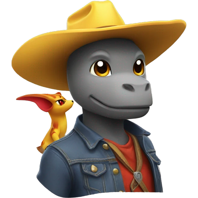 Dracaufeu with a cowboy hat on pikachu emoji