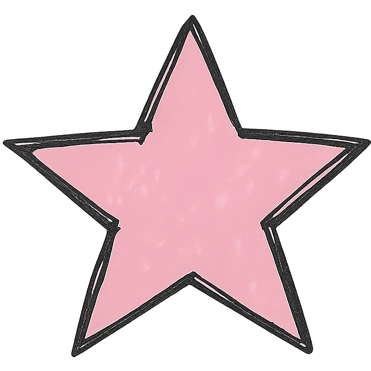 hand drawn outlined icon of a pink star, no fill, transparent background, thick lines emoji