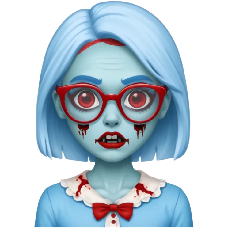 Ghoulia yelps monster high, pale white-blue skin, red glasses emoji