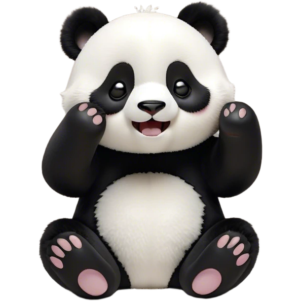 Cinematic Cute Yawning Panda Portrait Emoji, Head tilted slightly with a dramatic, wide-open yawn, showcasing a soft, plush black and white Fur with droopy ears, round eyes barely open in drowsy contentment, Simplified yet irresistibly adorable features, highly detailed, glowing with a soft, cozy glow, high shine, relaxed yet expressive, stylized with a touch of gentle whimsy, bright and endearing, soft glowing outline, capturing the essence of a sleepy yet affectionate panda, so drowsy it feels like it could stretch right out of the screen and curl up for a nap! emoji