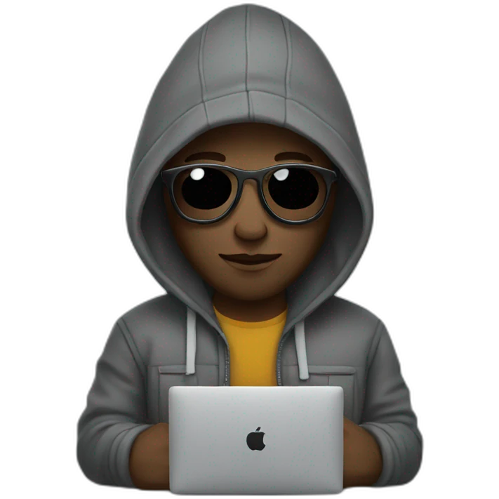 hipster with hoodie and a macbook emoji