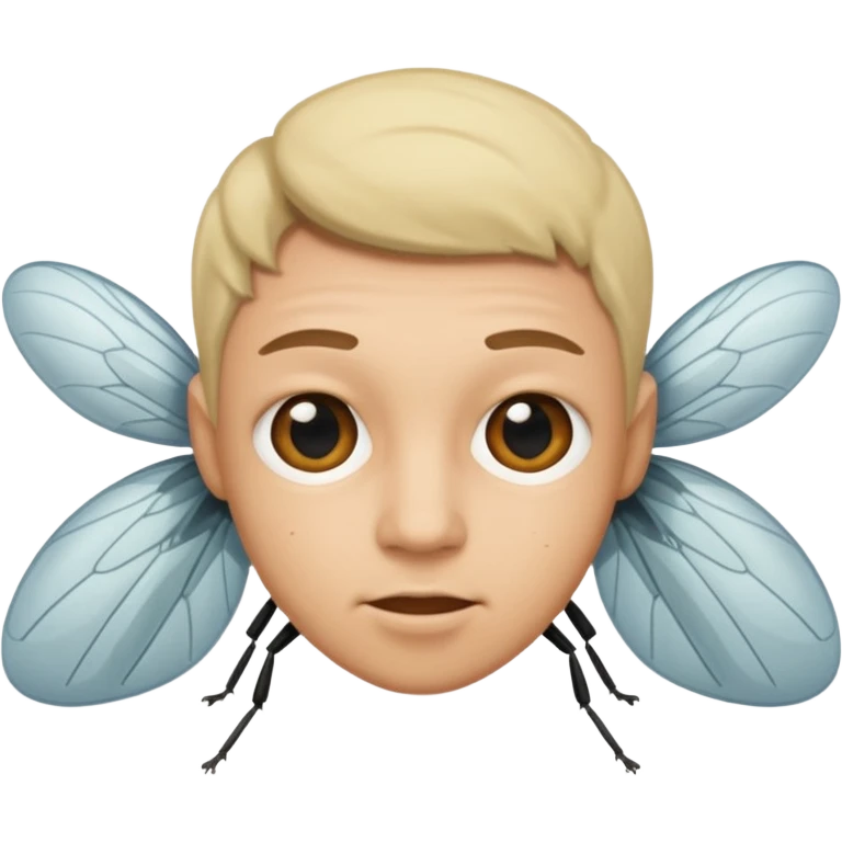 Persona alta con cara de mosca emoji