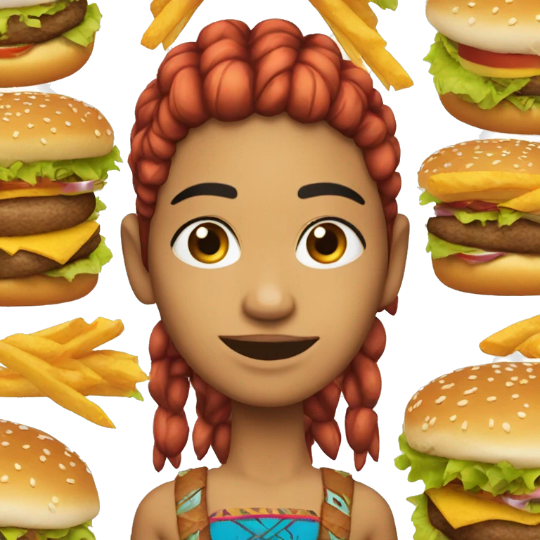 indigena con hamburguesa emoji