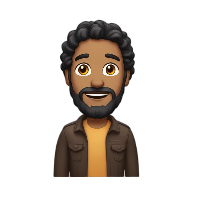 brown man with wavy long black hair and a beard emoji