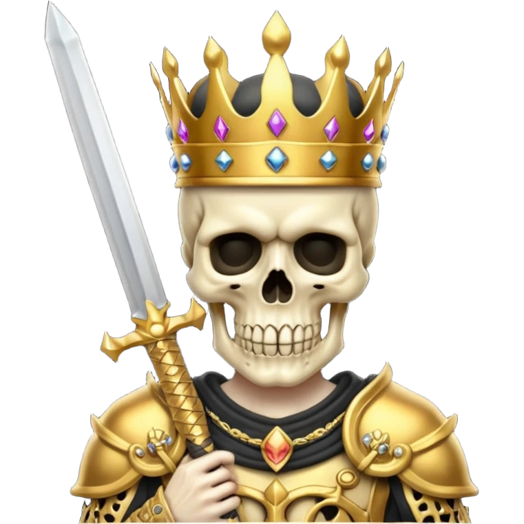Golden skull with crown now make it with a worrior sowrd emoji