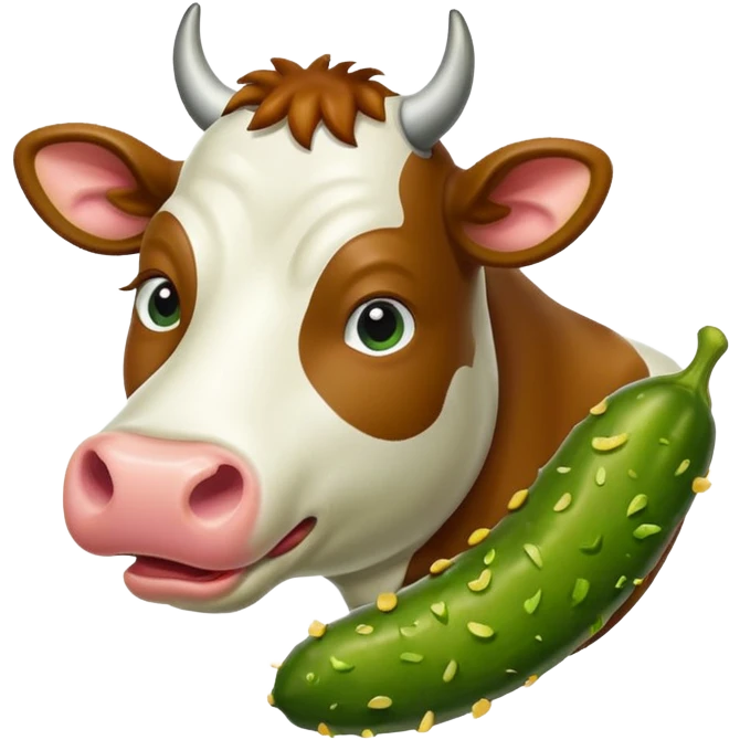 Cow eating pickle emoji
