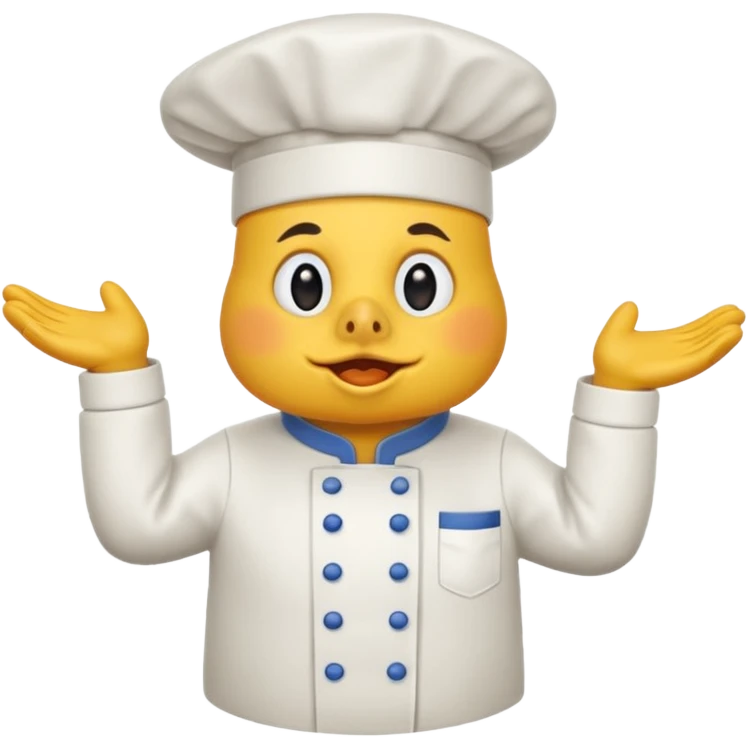 Una gallina con ropa de chef haciendo una cara de decepcion emoji