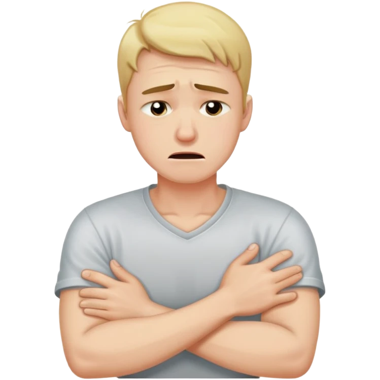 guy holding neck while crying with arms crossed emoji
