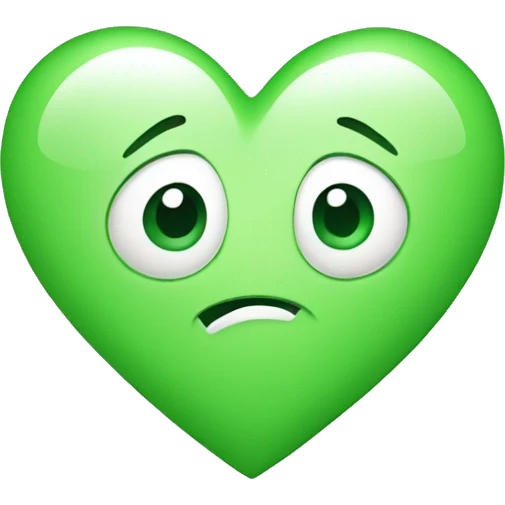 Green cute heart with bow emoji