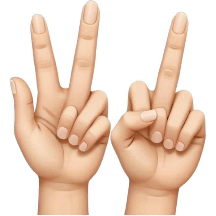 Fais-moi demain coller les unes à côté des autres. La première main gauche le pouce, l’index, majeur sont levé alors que l’annulaire et auriculaire sont repliés. Reproduit la même chose pour la main droite. emoji