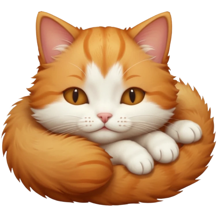ginger and white small cat eyes closed lying down upside down emoji
