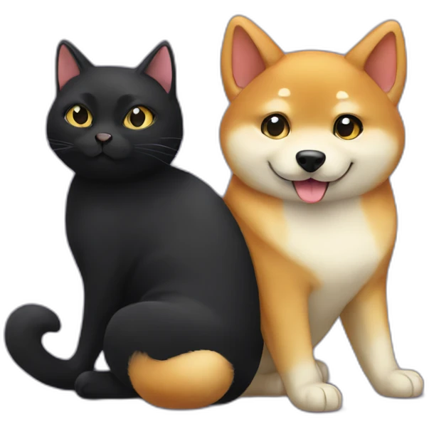 shibainu and black cat being-in-love emoji