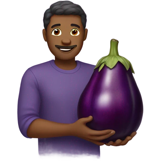 Man with eggplant emoji
