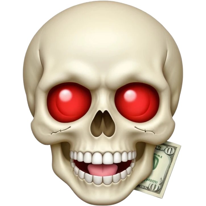exaggerated Money White Skull Emoji and Tongue Face emoji