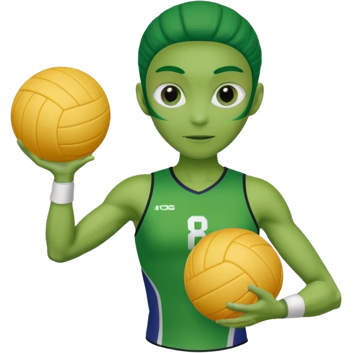 volleyball player, alien, with volleyball ball emoji